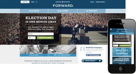 10 dicas para menus responsivos: site Barack Obama.
