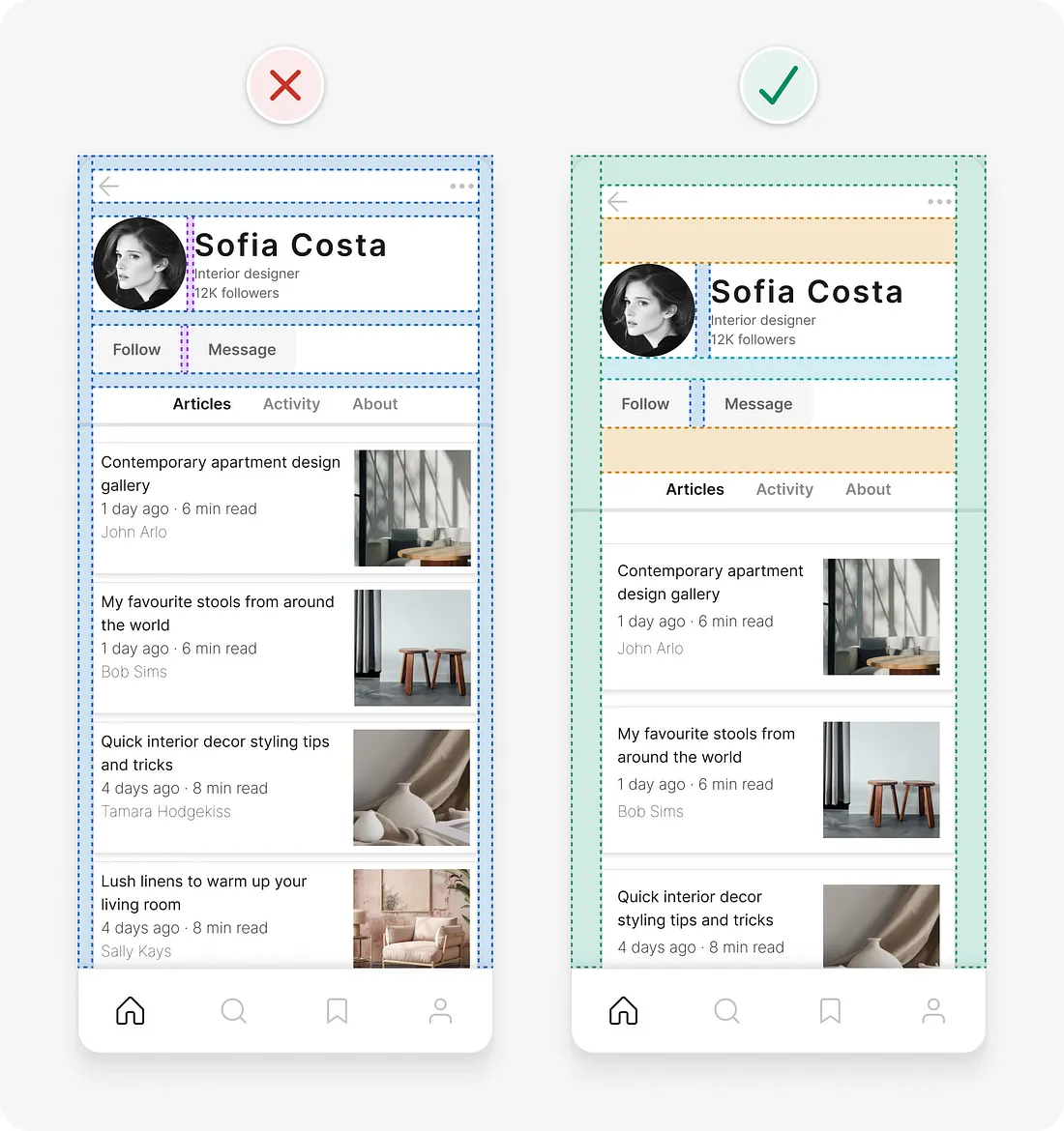Dicas de UI para interfaces mais eficientes: consistência no espaçamento.