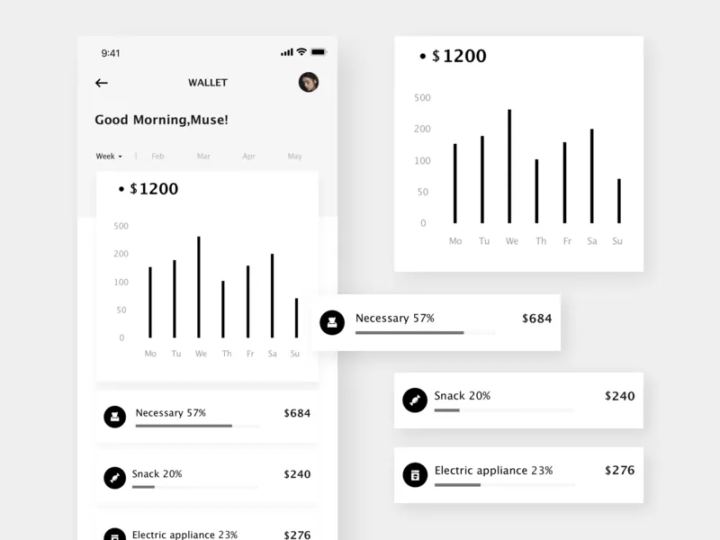 4 razões para fazer design sem cores primeiro: exemplo do Musety app.