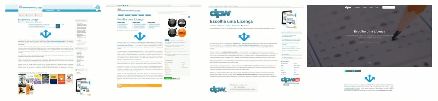 Versões passadas do dpw, lado-a-lado.