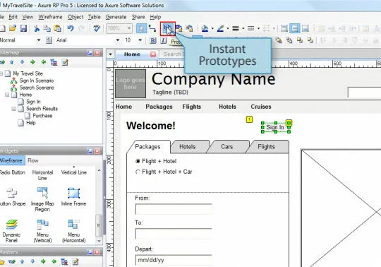 Ferramenta para criação de wireframes: Axure