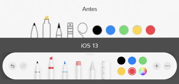 Neumorphism: antes e depois de alguns elementos de interface iOS.