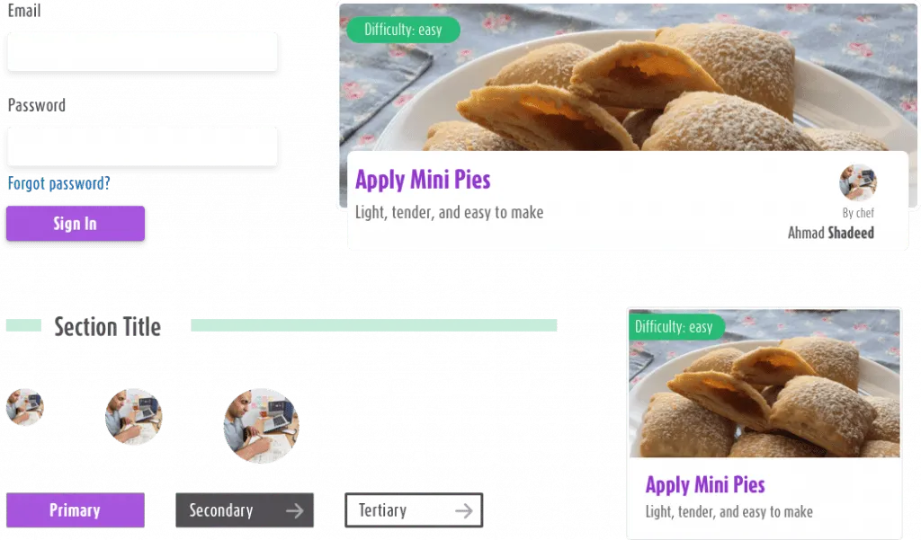 Comparação componentes: código.