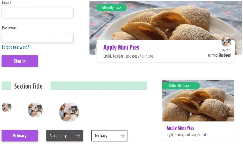 Comparação componentes: design.