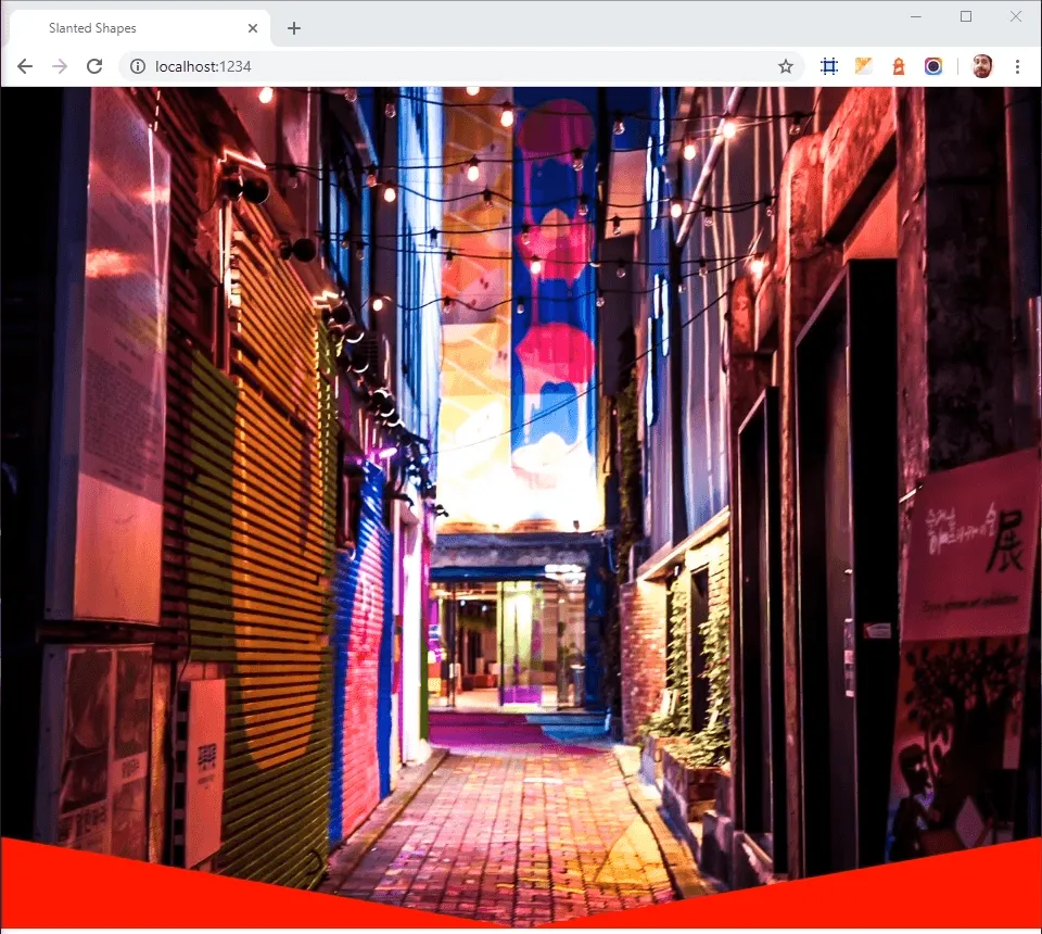 Exemplo de slanted shape: fazendo um exemplo de hero estilizado.