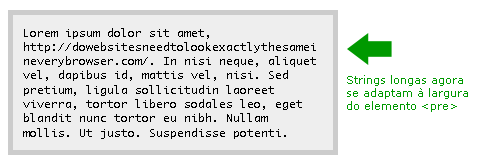 URLs longas apresentadas corretamente com CSS: certo