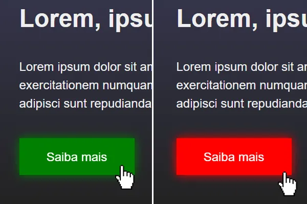 Cores e variáveis CSS: demonstração da simulação de box-shadow-color em hover de botões.