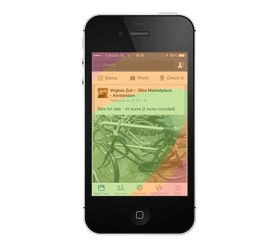 A Zona do Polegar no Facebook (iPhone 4)